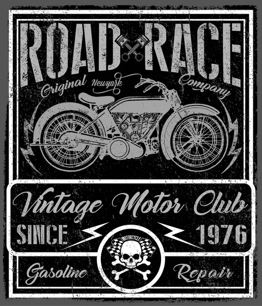 Vintage motocykl ręka wektor tee graficzny projekt — Wektor stockowy