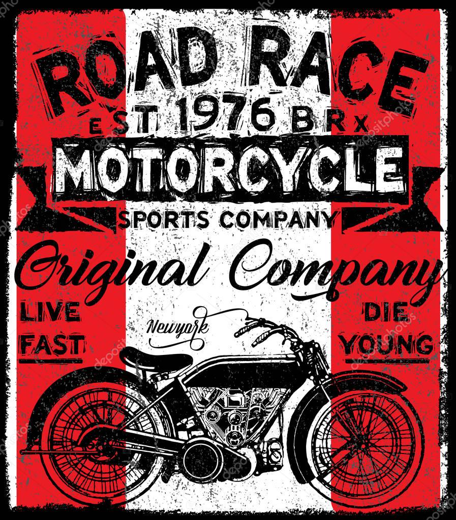 Vintage Motorcycle hand drawn vector tee graphic design