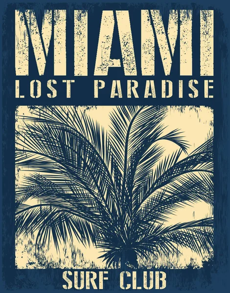 Tipografía de Miami Beach con ilustración floral para prin de camiseta — Archivo Imágenes Vectoriales
