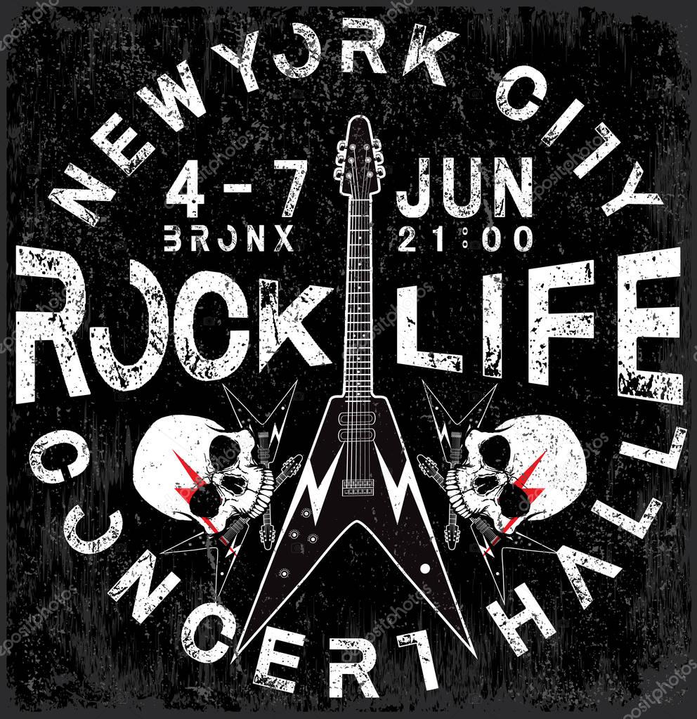Rock Poster monochrome hipster vintage label; badge; flayer 