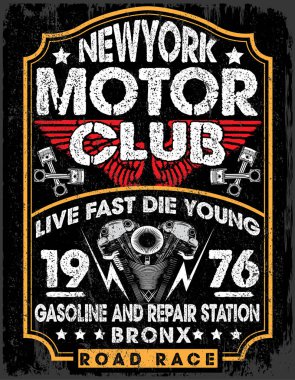 Motosiklet etiket t-shirt tasarımı ile özel chop çizimi