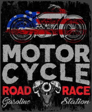 Motosiklet etiket t-shirt tasarımı ile özel chop çizimi