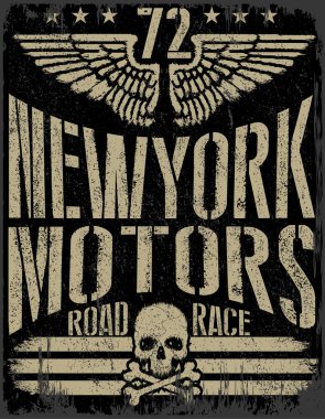 Vintage motosiklet elle çizilmiş vektör tee grafik tasarım