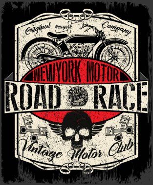 Motosiklet etiket t-shirt tasarımı ile özel chop çizimi