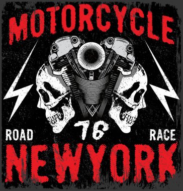 Motosiklet etiket t-shirt tasarımı ile özel chop çizimi