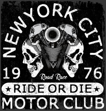 Motosiklet etiket t-shirt tasarımı ile özel chop çizimi