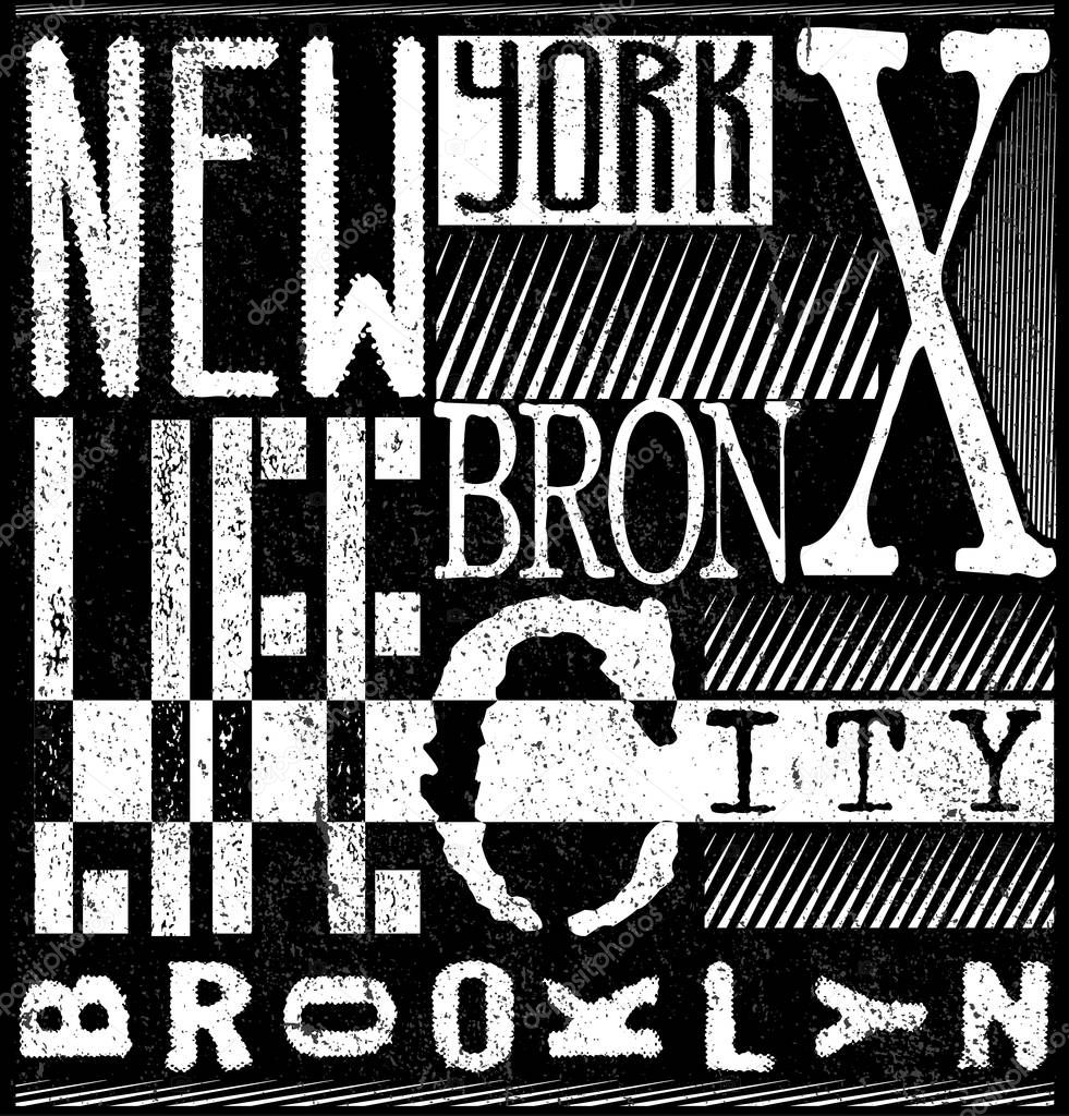 New York typography, t-shirt graphics. vector illustrations.