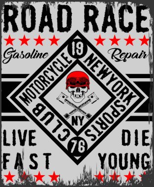 Motosiklet etiket t-shirt tasarımı ile özel chop çizimi