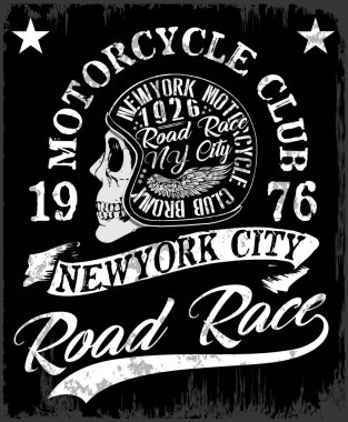 Motosiklet etiket t-shirt tasarımı ile özel chop çizimi
