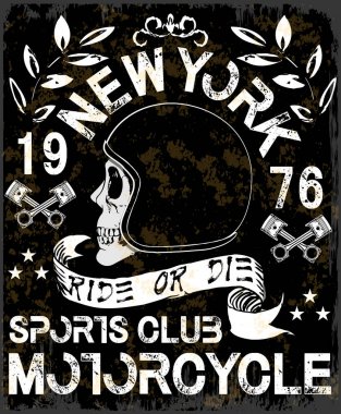Motosiklet etiket t-shirt tasarımı ile özel chop çizimi