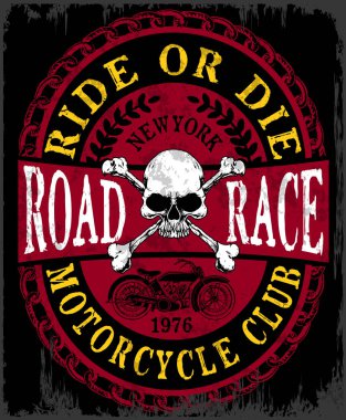 Motosiklet etiket t-shirt tasarımı ile özel chop çizimi