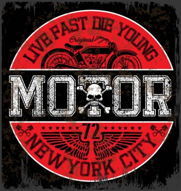 Motosiklet etiket t-shirt tasarımı ile özel chop çizimi