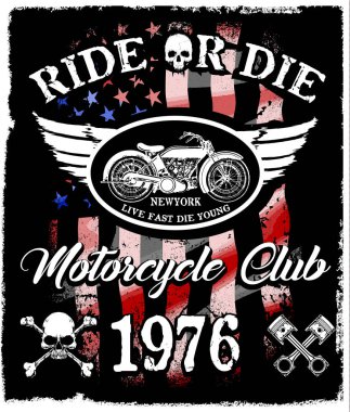 Motosiklet etiket t-shirt tasarımı ile özel chop çizimi