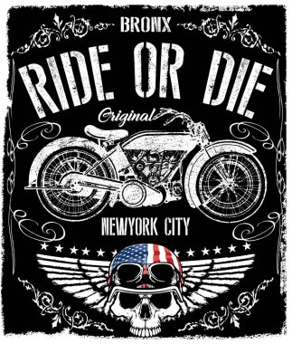 Motosiklet etiket t-shirt tasarımı ile özel chop çizimi