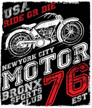 Motosiklet etiket t-shirt tasarımı ile özel chop çizimi
