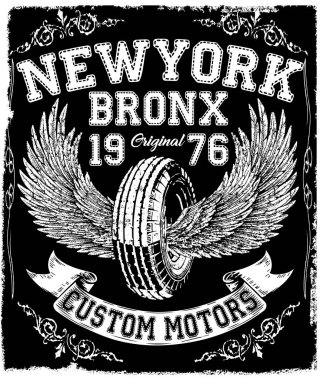 Motosiklet etiket t-shirt tasarımı ile özel chop çizimi