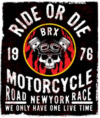 Motosiklet etiket t-shirt tasarımı ile özel chop çizimi