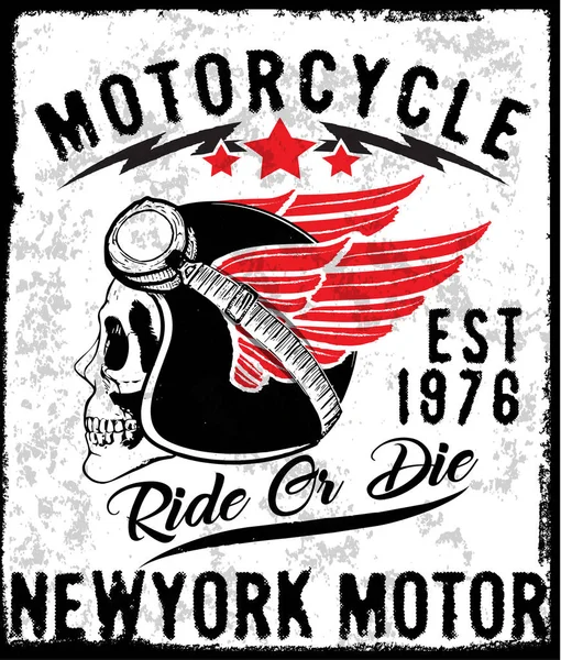 Diseño de la camiseta de la etiqueta de la motocicleta con ilustración de corte personalizado — Vector de stock