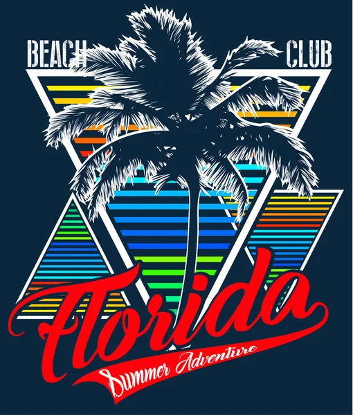 佛罗里达州夏季 t 恤图形设计 — 图库矢量图片