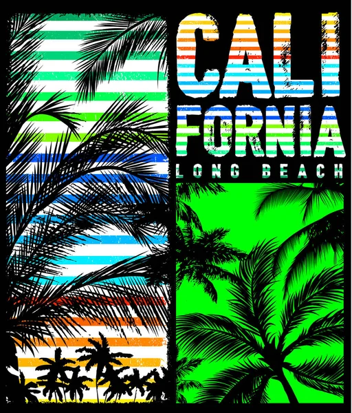 California miami estate t shirt disegno grafico — Vettoriale Stock