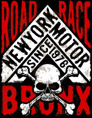 Motosiklet Poster kafatası Tee grafik tasarım