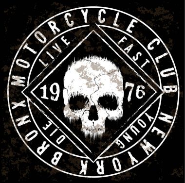 Motosiklet Poster kafatası Tee grafik tasarım