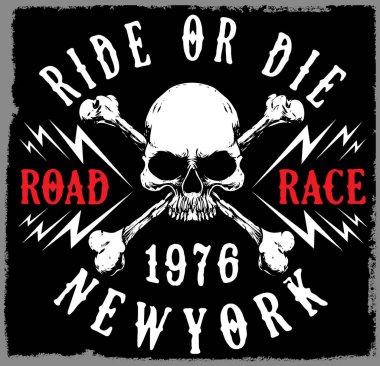 Motosiklet Poster kafatası Tee grafik tasarım