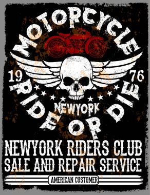 Motosiklet Poster kafatası Tee grafik tasarım