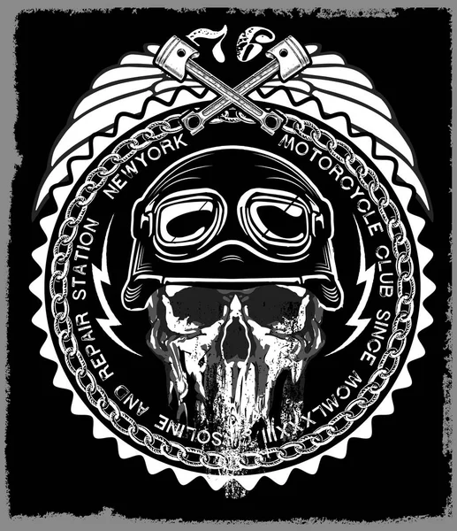 Motorfiets Poster schedel Tee grafisch ontwerp — Stockvector