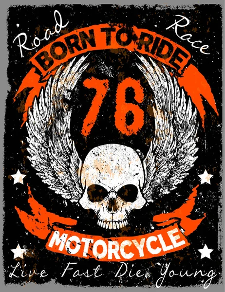 Плакат мотоциклів Череп Трійник Графічний дизайн — стоковий вектор