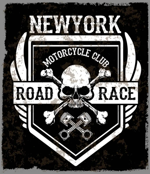 Motorcycle Poster Skull Tee Graphic Design — Stock Vector