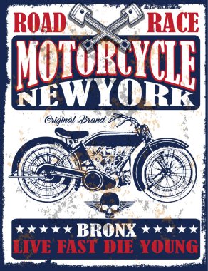 Motosiklet etiket t-shirt tasarımı ile özel chop çizimi
