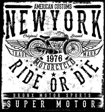 Motosiklet etiket t-shirt tasarımı ile özel chop çizimi