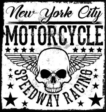 Motosiklet Poster kafatası Tee grafik tasarım