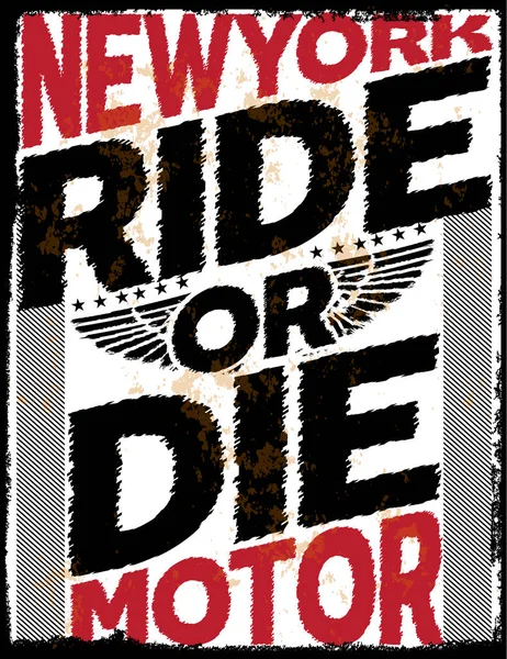 Motocykl Newyork plakatu graphic tee — Wektor stockowy