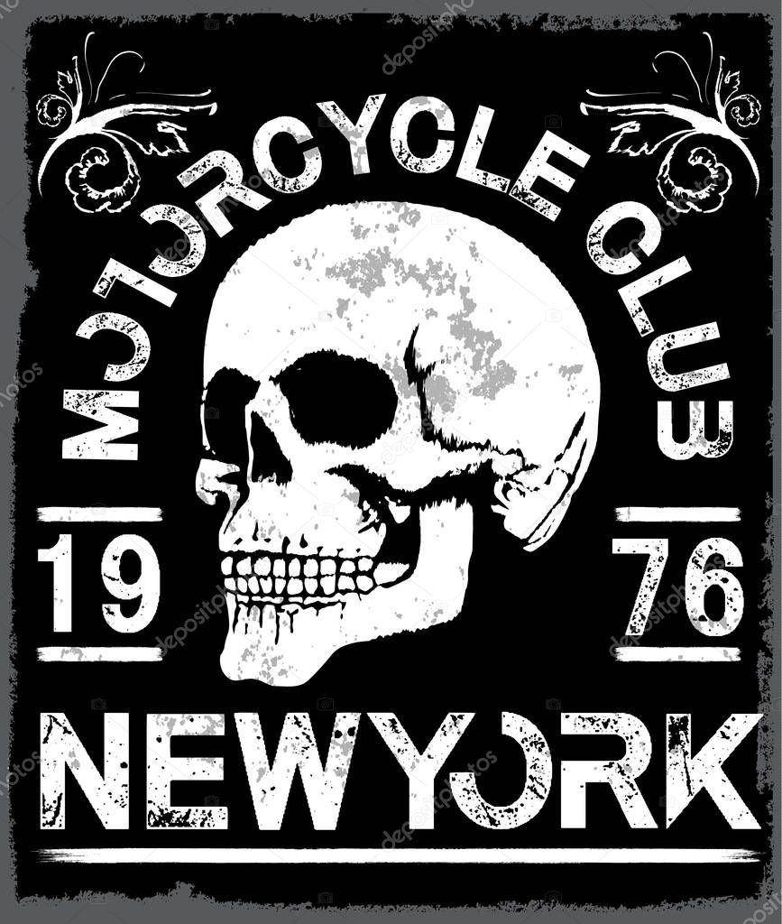 Motorcycle Poster Skull Tee Graphic Design