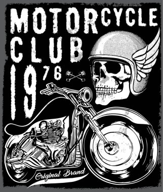 Motosiklet Poster kafatası Tee grafik tasarım