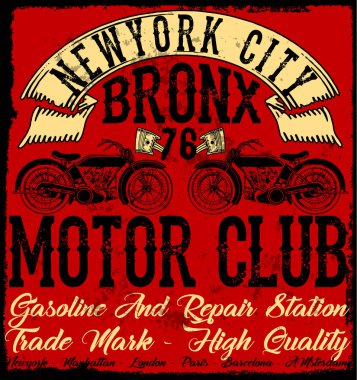 Motosiklet etiket t-shirt tasarımı ile özel chop çizimi