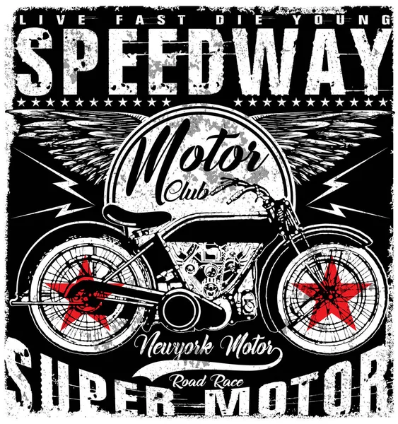 Motocykl etykietę projektowania t-shirt z ilustracja chop do niestandardowych — Wektor stockowy