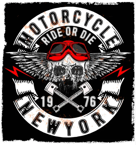 Motorcycle Racing Typography Graphics and Poster. Skull and Old Stock