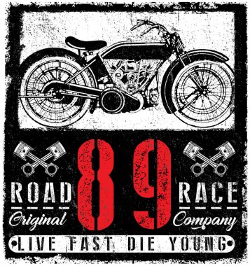 Motosiklet etiket t-shirt tasarımı ile özel chop çizimi