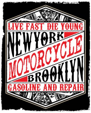 Motosiklet etiket t-shirt tasarımı ile özel chop çizimi