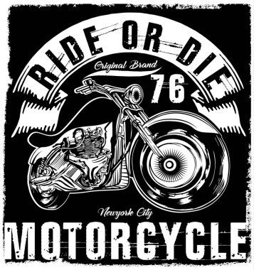 Motosiklet etiket t-shirt tasarımı ile özel chop çizimi