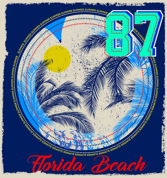 Summer beach vector background in retro style — Stock Vector