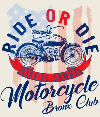 Motosiklet etiket t-shirt tasarımı ile özel chop çizimi