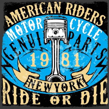 Motosiklet etiket t-shirt tasarımı ile özel chop çizimi