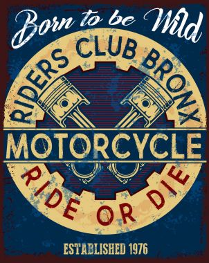 Motosiklet etiket t-shirt tasarımı ile özel chop çizimi