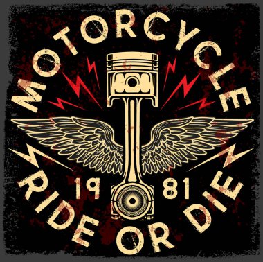 Motosiklet etiket t-shirt tasarımı ile özel chop çizimi