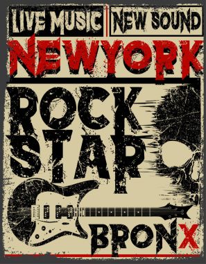 Rock Star vintage Rock'n roll t-shirt için tipografik; tee des