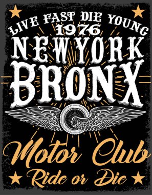 Motosiklet etiket t-shirt tasarımı ile özel chop çizimi